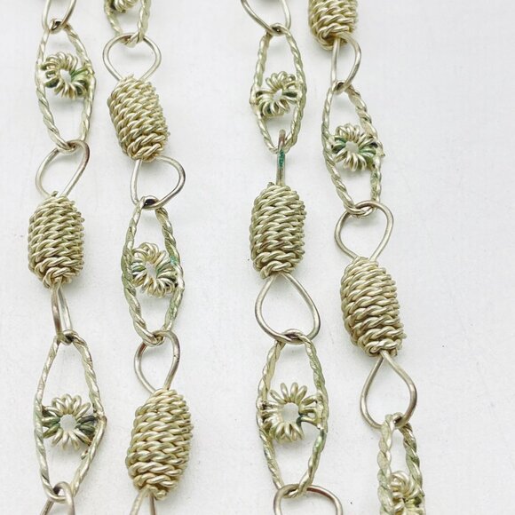 Vintage Gold Tone Chain Necklace with Oval Beads - Picture 5 of 8